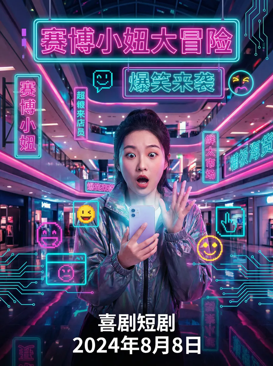 telegram 搞笑喜剧短剧 - 赛博小妞大冒险海报